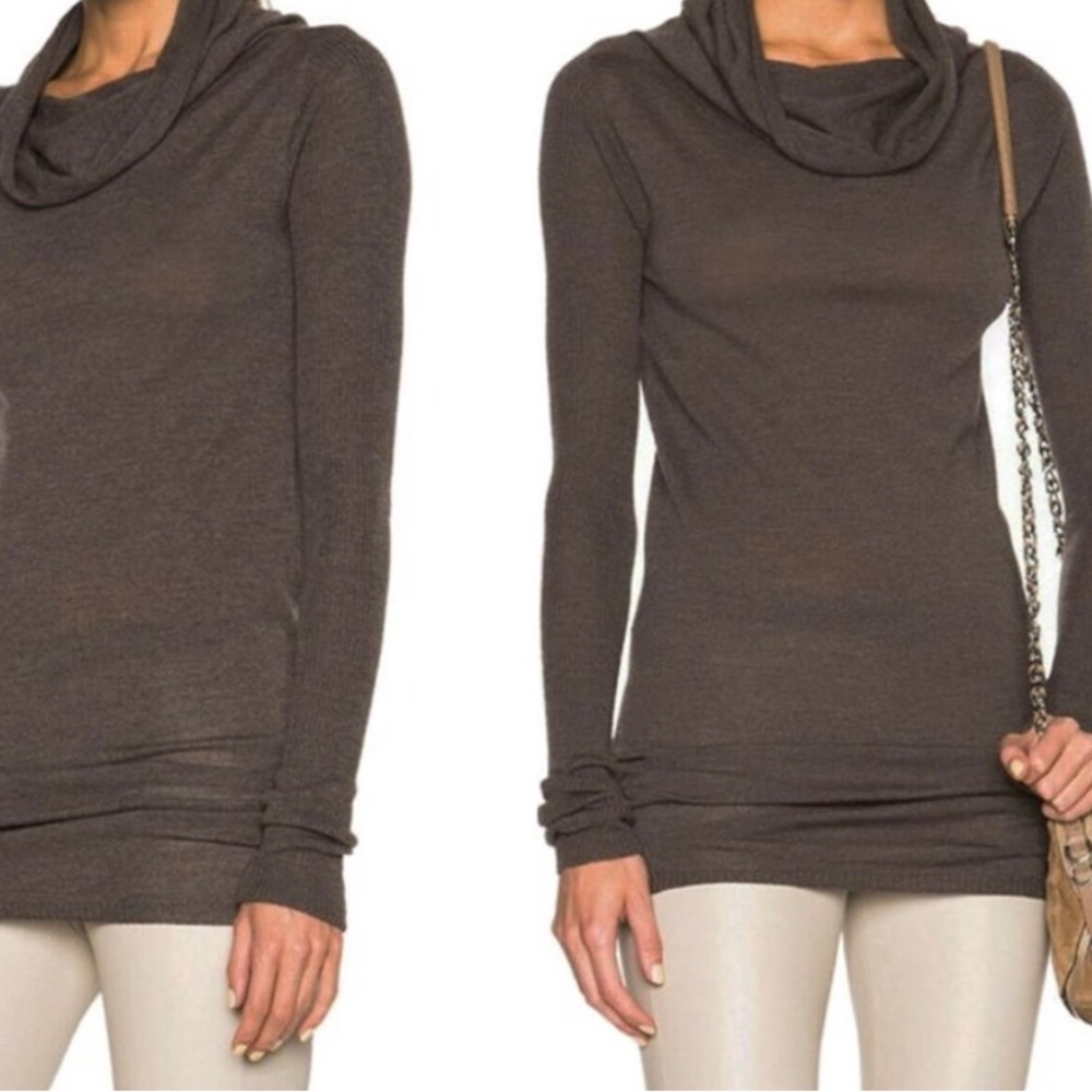 Nicole Miller olive green long sleeved hooded long tunic or mini dress